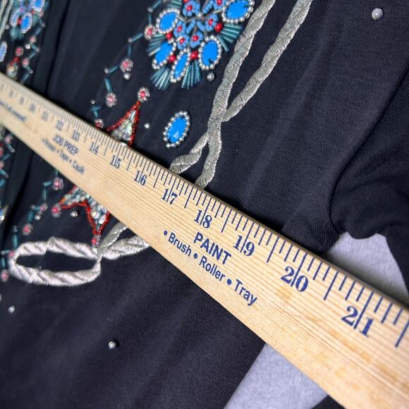 Vintage Marisa Christina Classics Beaded Cardigan Womens Small Turqoise Black - Picture 7 of 10